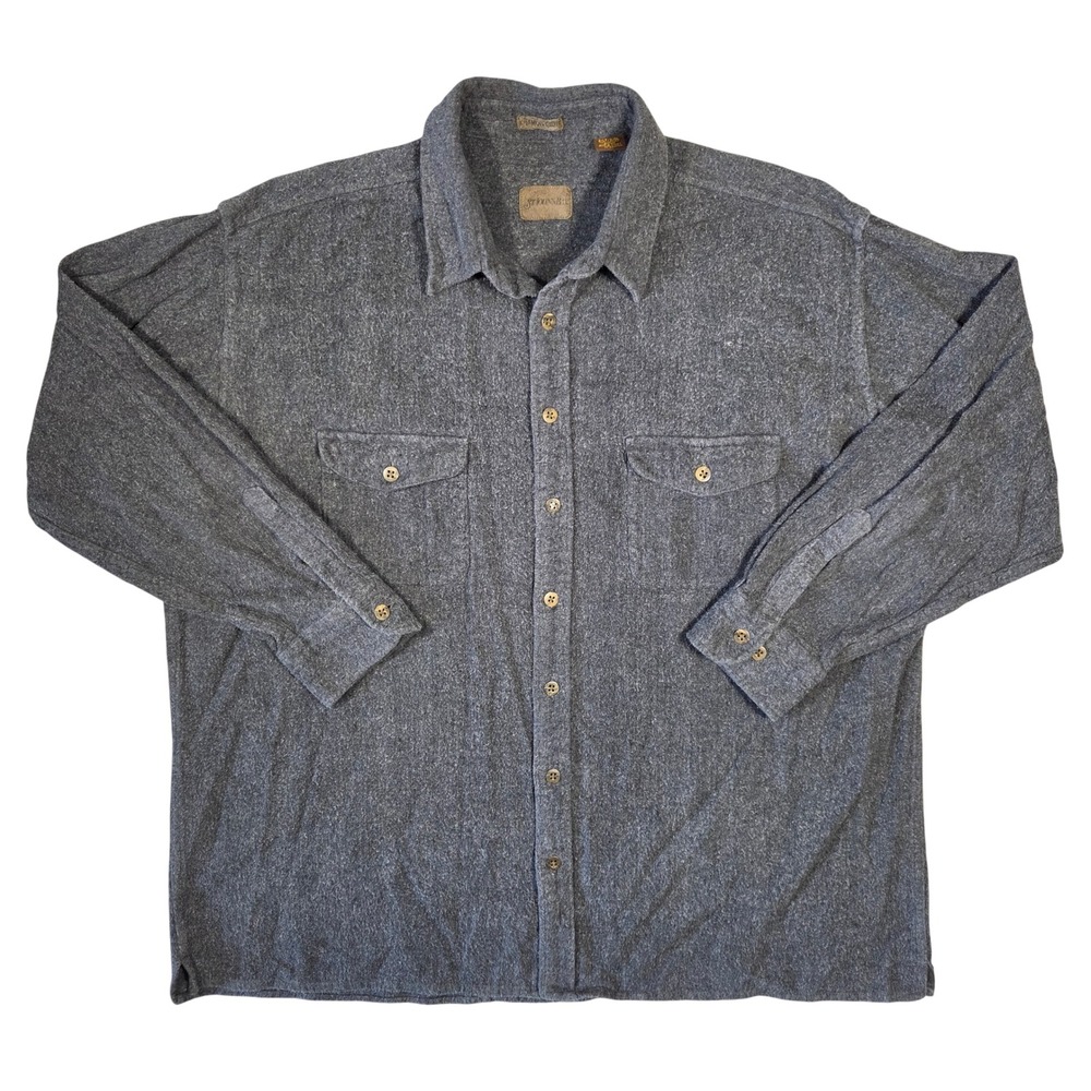 St. Johns Bay Mens 2XLT Chamois Cloth Shirt Charcoal Grey Heavy Flannel Cotton